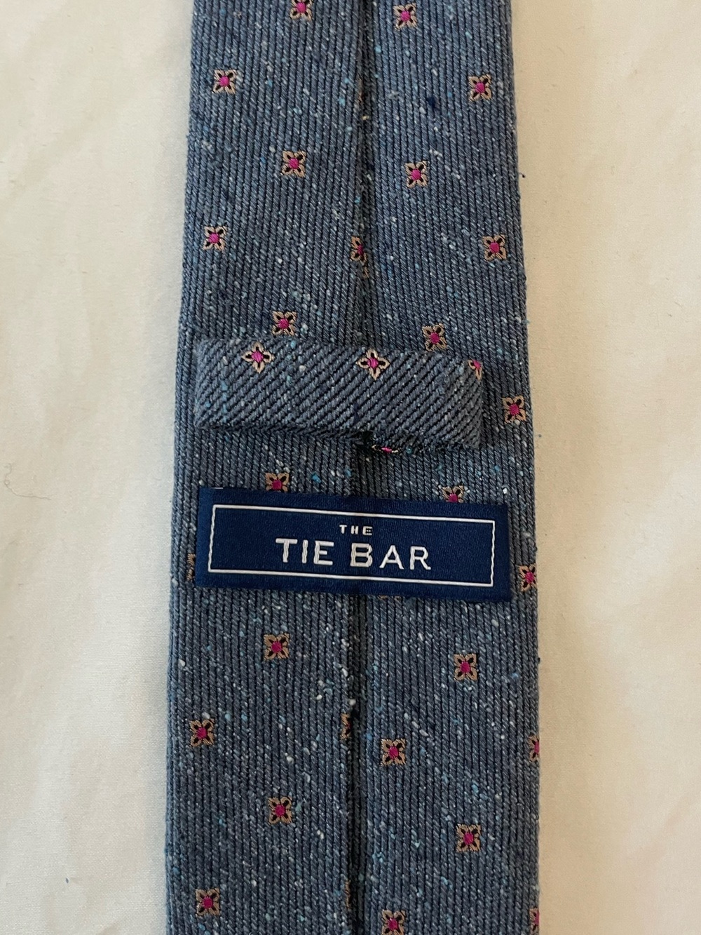 The Tie Bar Men's Navy Silk Tie with Red Medallions - Picture 2 of 7
